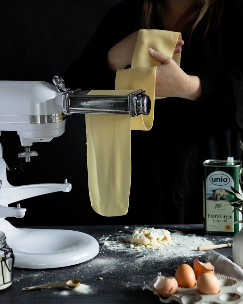 making pasta from scratch with a Kitchenaid pasta attachment