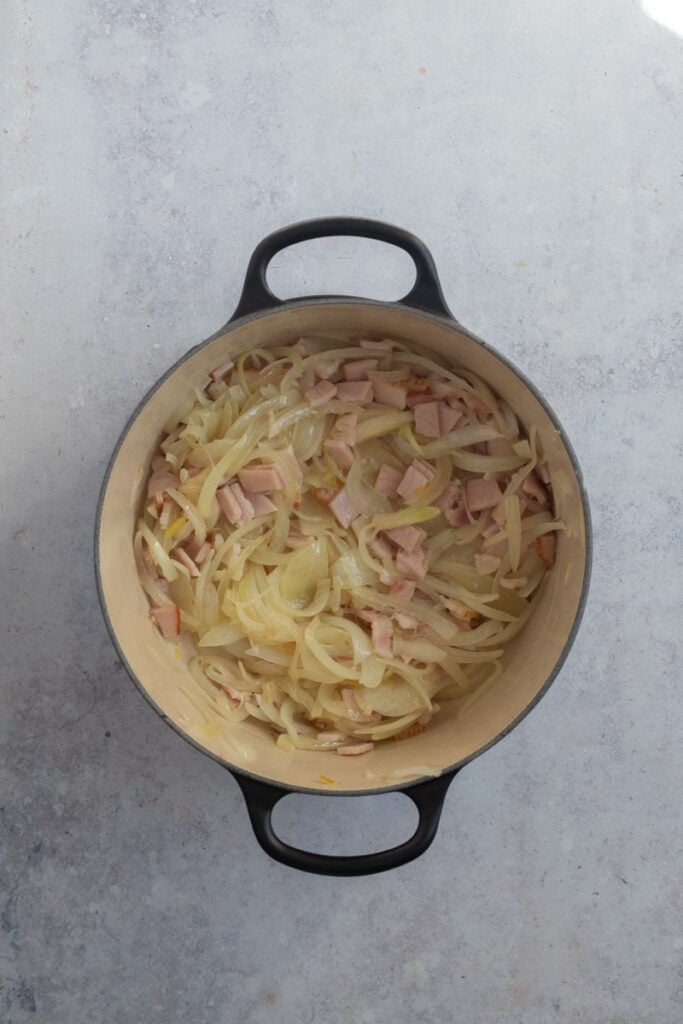 Add Bacon and continue to saute.