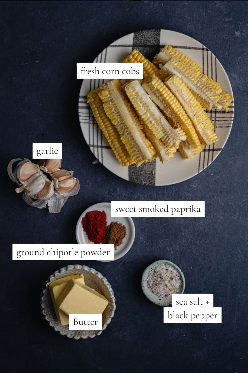 All the ingredients you need to make smoky Mexcican corn ribs.