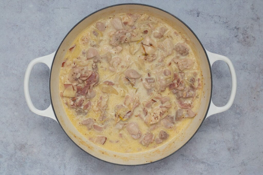 Simmer until the sauce thickens.