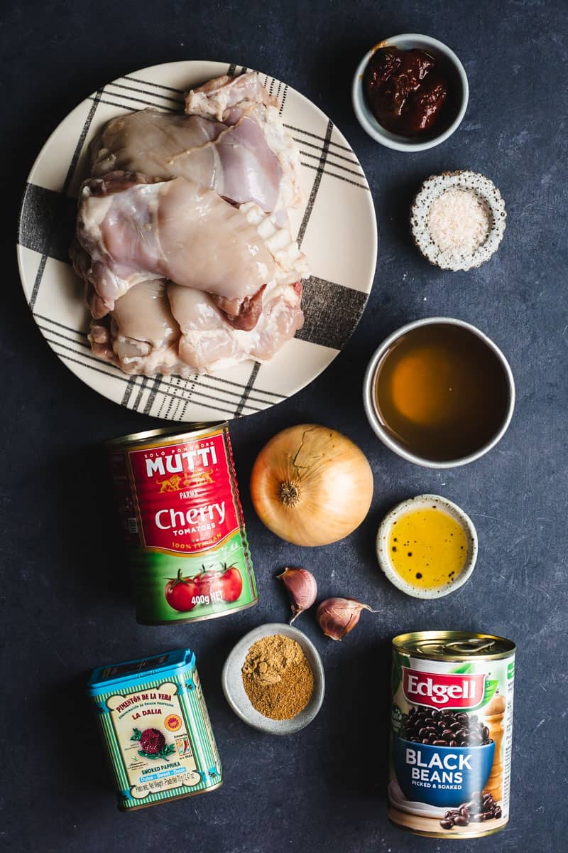 All the ingredients you need to make Mexican style shredded chicken.