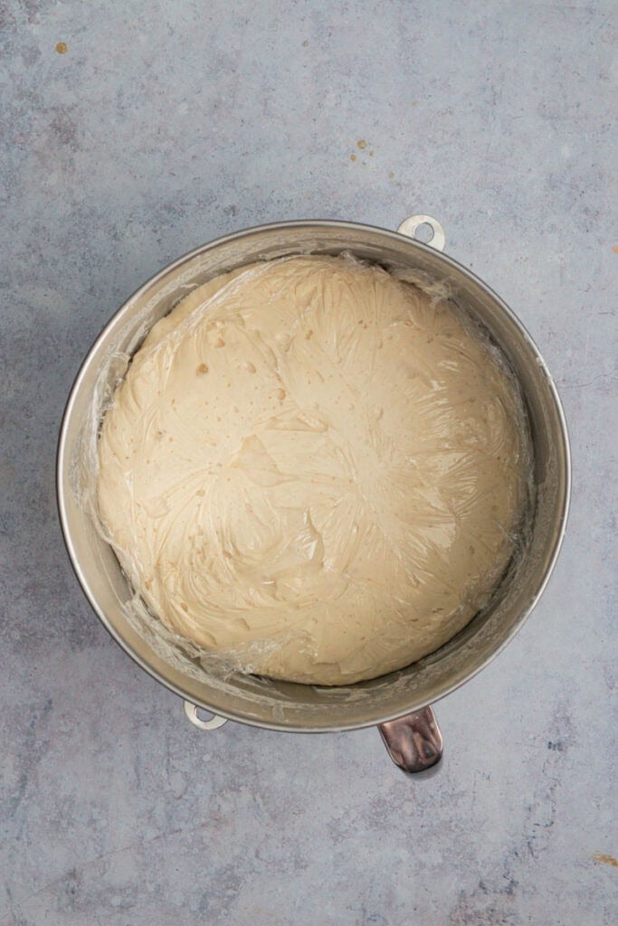 First prove of the dough in a bowl.
