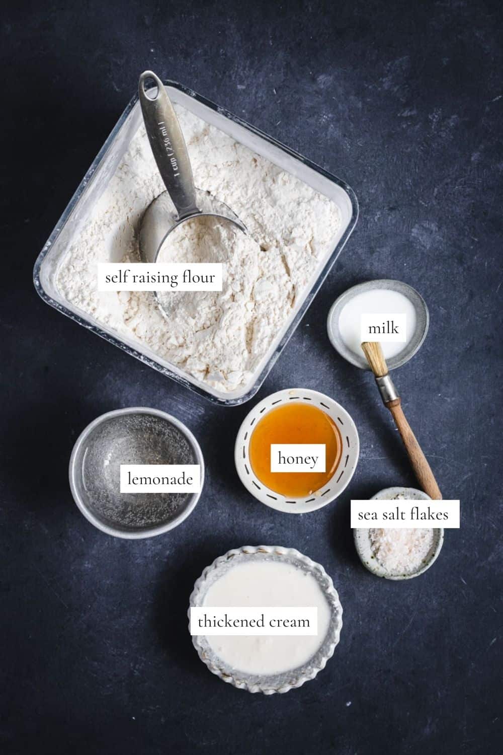 All the ingredients you need to make lemonade scones in a skillet.