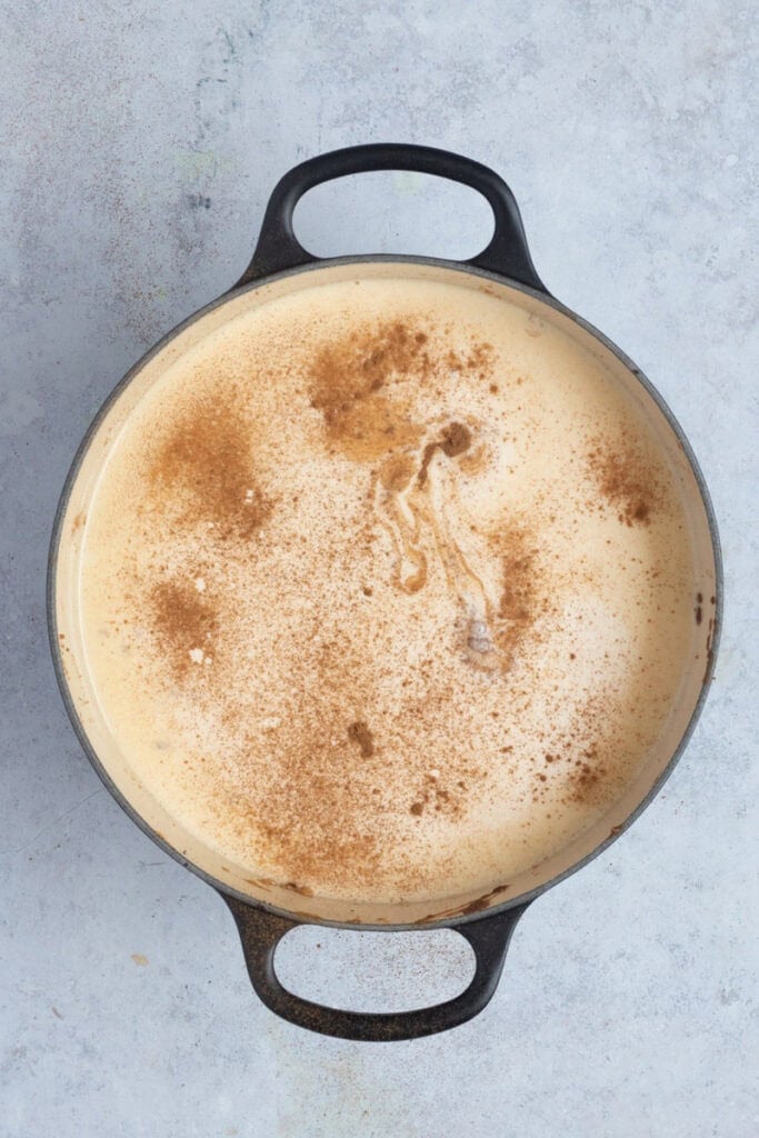Custard is poured on top ready for the final bake.